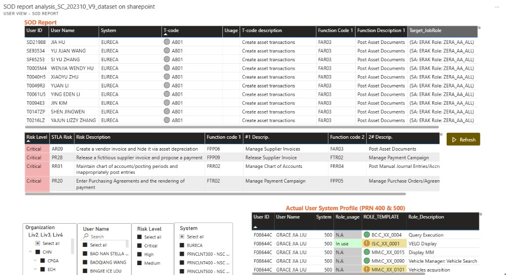 SoD Risk Monitoring Dashboard — slide 1 of 2